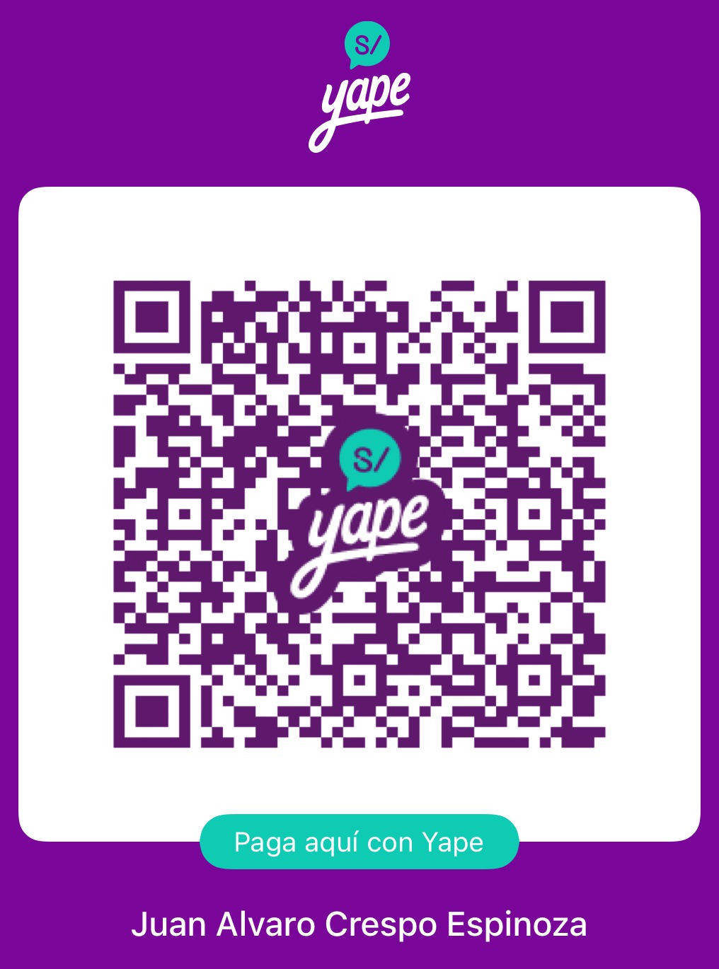 Yape QR code of Juan Alvaro Crespo Espinoza